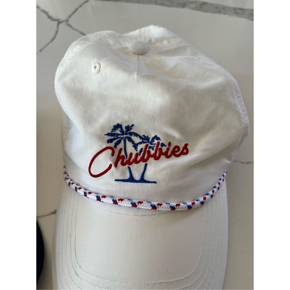 2 Chubbies Adjustable Nylon Rope Hat Blue and White Unisex Baseball Trucker - Picture 2 of 8